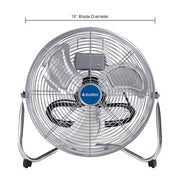 18" Diameter Industrial Floor Fan with Pivoting Head by Global Industrial – 21"L x 20.25"W x 7.5"H, Aluminum, Black/Gray/Silver, Model 258324
