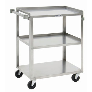 Utility Cart with 3 Shelves Stainless Steel - 27 1/2" L x 16 1/4" W x 32 1/8" H by HUBERT – Stainless Steel, Model ENC311SS
