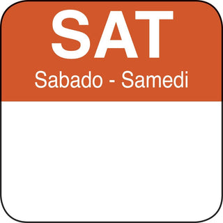 Saturday Label Orange/White Tri-Lingual Day of The Week Labels- 1" Square by HUBERT – Paper, White, Model 49214
