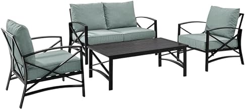 Gray Outdoor Furniture Set with Loveseat, Coffee Table & Two Chairs, Weather-Resistant Material, Stylish Design, Supports Up to 4 People