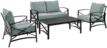 Gray Outdoor Furniture Set with Loveseat, Coffee Table & Two Chairs, Weather-Resistant Material, Stylish Design, Supports Up to 4 People