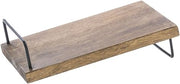 HUBERT Display Riser Rectangular Mango Wood and Black Iron Slant Riser - 7"L x 12"D x 3"H