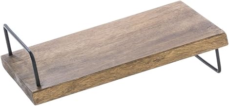 HUBERT Display Riser Rectangular Mango Wood and Black Iron Slant Riser - 7"L x 12"D x 3"H