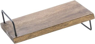 HUBERT Display Riser Rectangular Mango Wood and Black Iron Slant Riser - 7"L x 12"D x 3"H