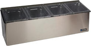 Ez-Chill Food Prep Center Self-Service with Hinged Lid for Bars by San Jamar – 4 Pans, 0.0 ounces, Stainless Steel, Stainless, Model FP8244FL