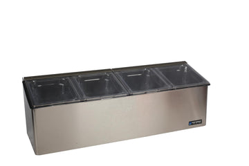 Ez-Chill Food Prep Center Self-Service with Hinged Lid for Bars by San Jamar – 4 Pans, 0.0 ounces, Stainless Steel, Stainless, Model FP8244FL