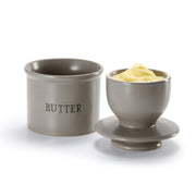 KooK French Butter Keeper, Ceramic Crock with Lid, Matte Speckled Grey