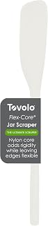 Tovolo Silicone Jar Spatula Long Handled Rubber Scraping Scooping Tool for Peanut Butter Jam Jelly Jars Blenders, Extra Long Flex Core Silicone Jar Scraper Dishwasher Safe BPA Free, White