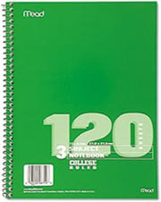 Mead 06622 Spiral Bound Notebook, Perforated, College Rule, 11 x 8, White, 100 Sheets