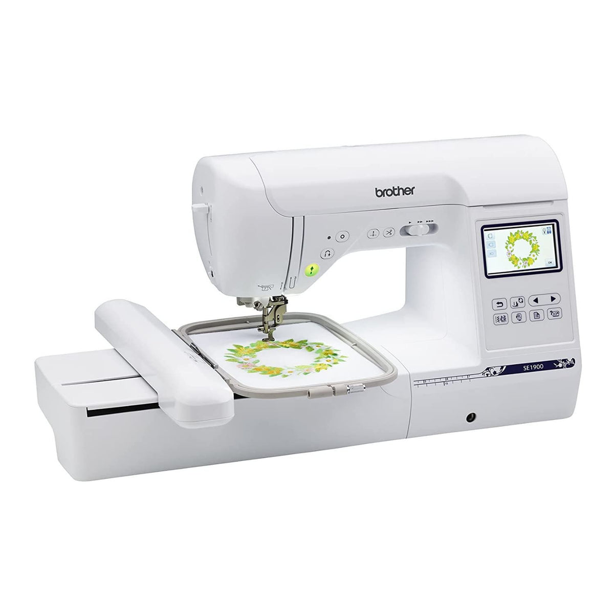 SE1900 Sewing and Embroidery Machine with Threads and Sewing Clips Set Bundle (3 Items) by Brother – 22 x 22.6 x 18.75 inches, Metal, white, Model SE1900_K1