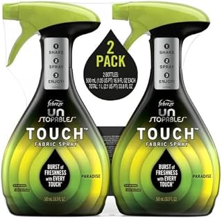 Febreze Unstopables Touch Fabric Spray, Burst of Freshness w/ Every Touch, 500mL Per, Up to 100 Touches - Paradise ( Pack 2 ) 33.8 Fl Oz