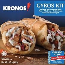 Kronos Gyros Kit, Authentic Beef and Lamb Gyros with Pita Bread and Tzatziki Sauce, Makes 4 Sandwiches, 19.8 oz, 6 kits per case
