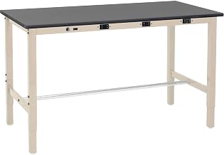 Global Industrial 60" W x 30" D Lab Workbench w/Phenolic Resin Top & Power Apron, Tan