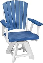 Blue Dining Height Swivel Arm Chair, All-Weather HDPE, Classic Fan Back Design, Heavy-Duty Seating