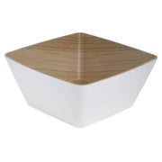 Serving Bowl White Melamine with Wood-Look Interior - 10"L x 10"W x 4 1/2"H by HUBERT – Melamine, White, Model M2364-WHT/LT WD