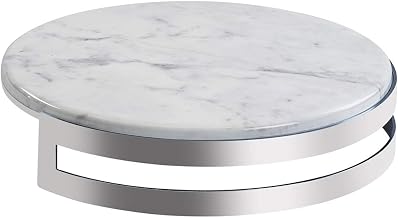 CAL-MIL 3680-153-81M Chrome Riser with Marble Top, 7.5" x 7.5"