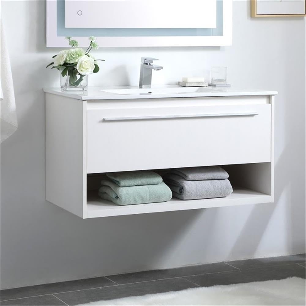 Elegant Decor 36" - Single / Brushed Nickel,white / Modern Bathroom Vanities