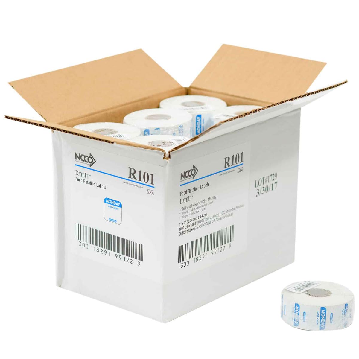 Monday Day Dot Removable Label 1" 1000 / Roll by NCCO – 1 inch, Blue, Model R101R