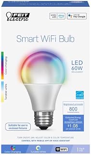 Feit Electric A19 E26 (Medium) Smart WiFi LED Bulb Color Changing 60 Watt Equivalence 1 pk