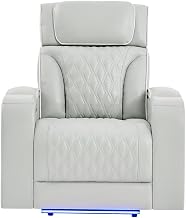 Global Furniture USA U8611 Blanche Silver Power Recliner with Power HEADREST and LED