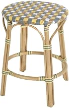 Ballito 24 in. Seat Height Oval Rattan Counter Stool - Yellow and Brown