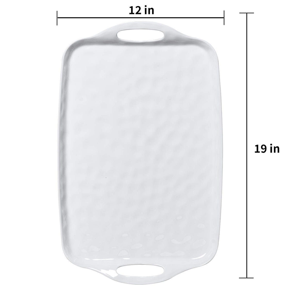 TP Melamine Serving Platters, 19 x 12 Inch Rectangular, Set of 2, Pure White