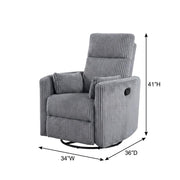 Corduroy Swivel Glider Recliner with Rocking Motion by Starlight Canyon Home – Corduroy, Grey