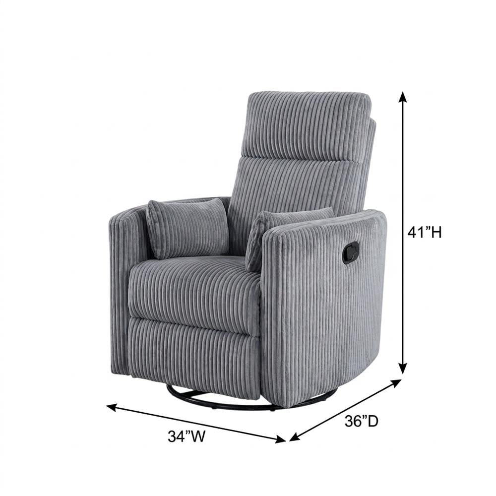 Corduroy Swivel Glider Recliner with Rocking Motion by Starlight Canyon Home – Corduroy, Grey