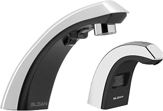 Optima EBF-85 Sensor Activated Faucet, 3315010BT & Sloan ESD-800 Deck-Mounted Foam Soap Dispenser, 3346097-0.5GPM Deck-Mounted Mid Body, Polished Chrome Finish