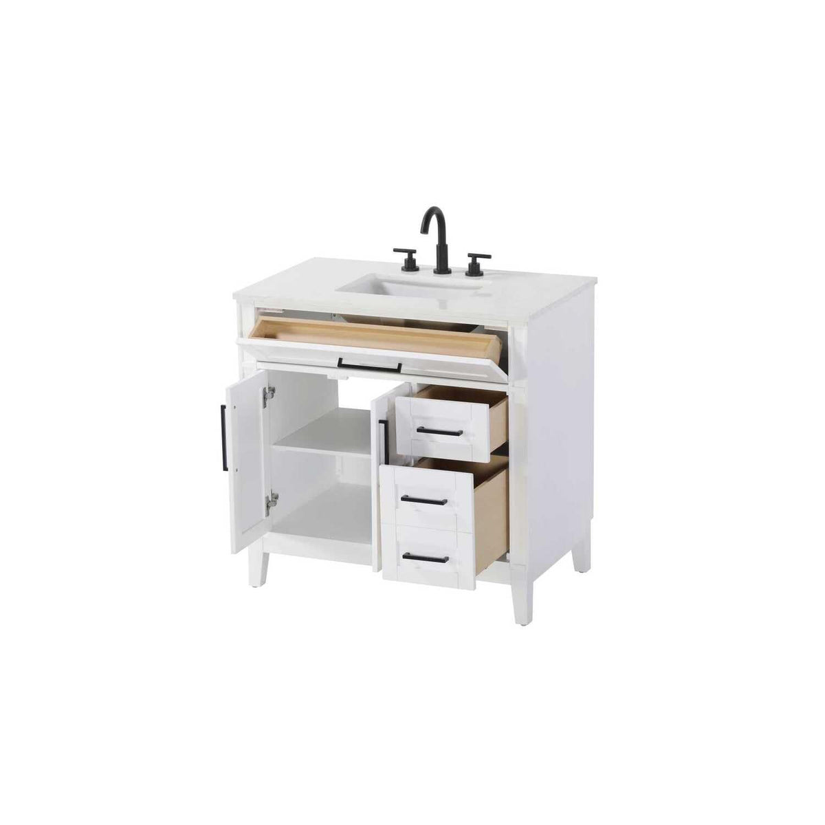36" Single Bathroom Vanity in Honey White by Elegant Kitchen and Bath – unspecified, Aluminum, White, Model VF82536WH