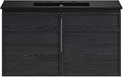 Swiss Madison St. Tropez 36" Wall-Mounted Bathroom Vanity in Black Oak with Black 3-Hole Widespread Sink Top