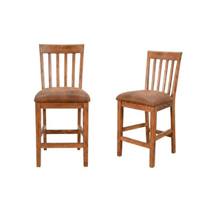 Light Brown Slatback Barstool Set by Starlight Canyon Home – Solid Wood, Mindi, Sinkai, Brown, Pack of 2