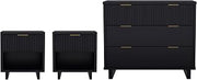 Elara Contemporary 3-Piece Dresser and Nightstand, Black