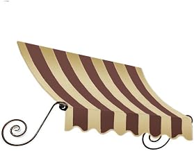 AWNTECH 10.38 FT. Charleston Fixed Awning 124.5 in. W X 24 in. H X 24 in. D Acrylic Fabric in Brown/TAN Stripe CT22-10BRNT