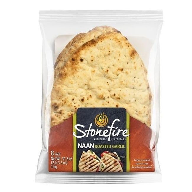 Garlic Tandoor Baked Flat Naan Bread -- 48 per case. by Stonefire – Pack of 48