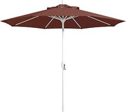 California Umbrella 12-Year Protection 9-Ft Patio Umbrella, Sunbrella Fade-Resistant Fabric, Crank Lift, Push Button Tilt, 8-Rib Heavy Duty Aluminum Frame, Matted White Pole