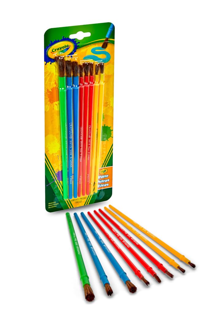 Kids Paint Brush Set (8ct) by Crayola – Assorted, CRAYONS, Multicolored, Pack of 12, Model 05-3516