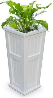 Mayne Cape Cod 32" Tall Weatherproof Coastal Plastic Planter in White