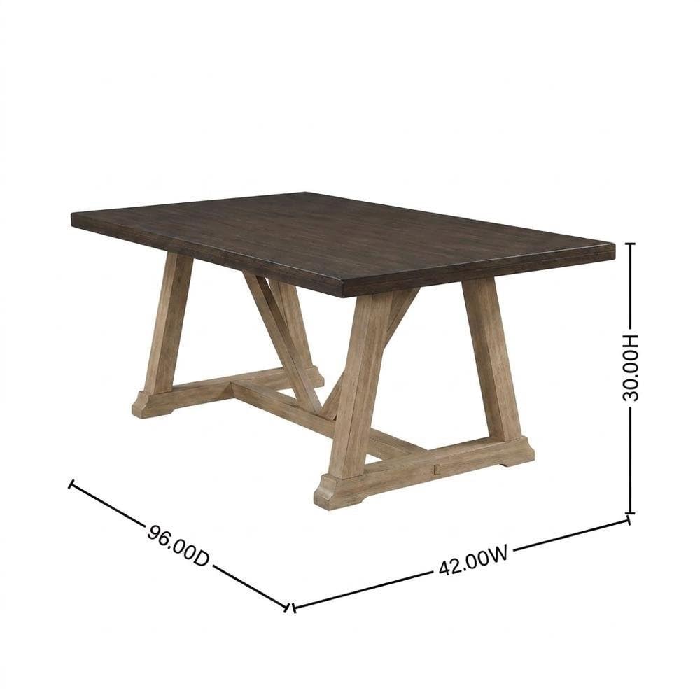 Brown Rectangular Solid Wood Dining Table with Two-Tone Finish by Starlight Canyon Home – Solid Wood, Brown