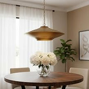 HomeRoots 611633 8 x 24 x 24 in. Gold Single Metal Dimmable Ceiling Light with Gold Shades