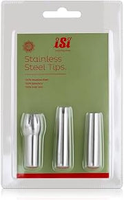 iSi Heavy Duty Presentation Decorator Tips for iSi Gourmet Whippers, Set of 3, Stainless Steel