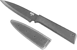 Kuhn Rikon Colori+ Non-Stick Serrated Paring Knife with Safety Sheath, 19 cm, Grey