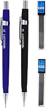 Westcott TRILINE E-733923 00 Mechanical Pencil Set 0.5 mm and 0.7 mm HB incl. Refill Leads | Metal Lead Guide, Ergonomic Soft Touch | Elegant Triangular Grip Zone |