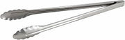 Winco Coiled Spring Heavyweight Stainless Steel Utility Tong, 16-Inch | Dishwasher safe, Heavy-duty, Scalloped edges, Great for Salads, Buffets and Catering