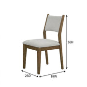 Brown Walnut Oak Dining Chairs Set of 2 with Light Gray Fabric Upholstery by Furnifact – Wood, Foam, Fabric, Brown, Pack of 2