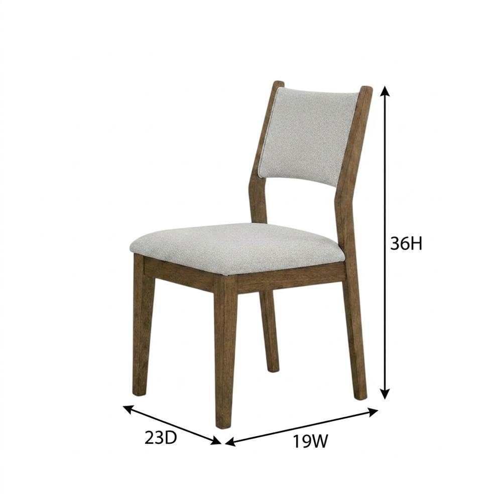 Brown Walnut Oak Dining Chairs Set of 2 with Light Gray Fabric Upholstery by Furnifact – Wood, Foam, Fabric, Brown, Pack of 2