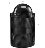 36 Gallon Outdoor Perforated Steel Round Trash Can by Global Industrial – 23.5 inches (Diameter) x 40 inches (Height), 36.0 gallons, Steel, Black, Model 261949BK