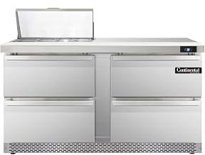 SW60-8-FB-D Sandwich Unit, 60" W, With 8 Pan Top Openings, Four Drawers & Front Breathing