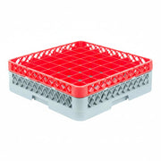 49-Compartment Gray Full-Size Glass Rack with Red Extender by Glownary – Plastic, Gray - Red, Model 460ec1824pb5