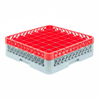 49-Compartment Gray Full-Size Glass Rack with Red Extender by Glownary – Plastic, Gray - Red, Model 460ec1824pb5